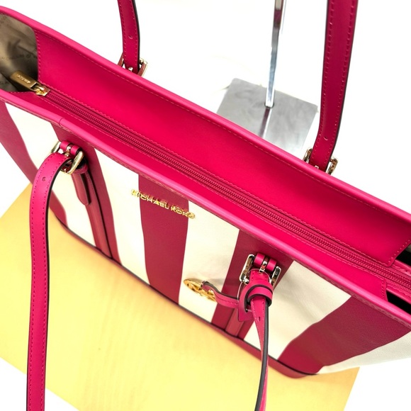 Michael Kors Large Jet Set Travel TZ Shoulder Tote Bag Electric Pink Multi - Picture 10 of 11